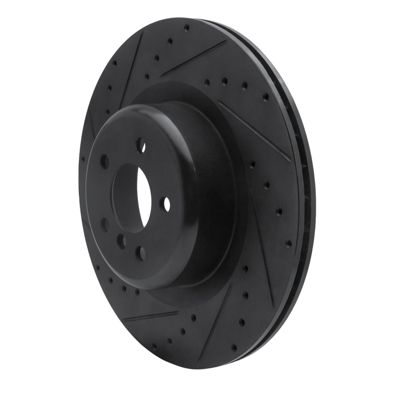 BMW X5 Brake Rotor (1) - Rear Left - R1 Concepts - Drilled & Slotted - Black - `10-`14